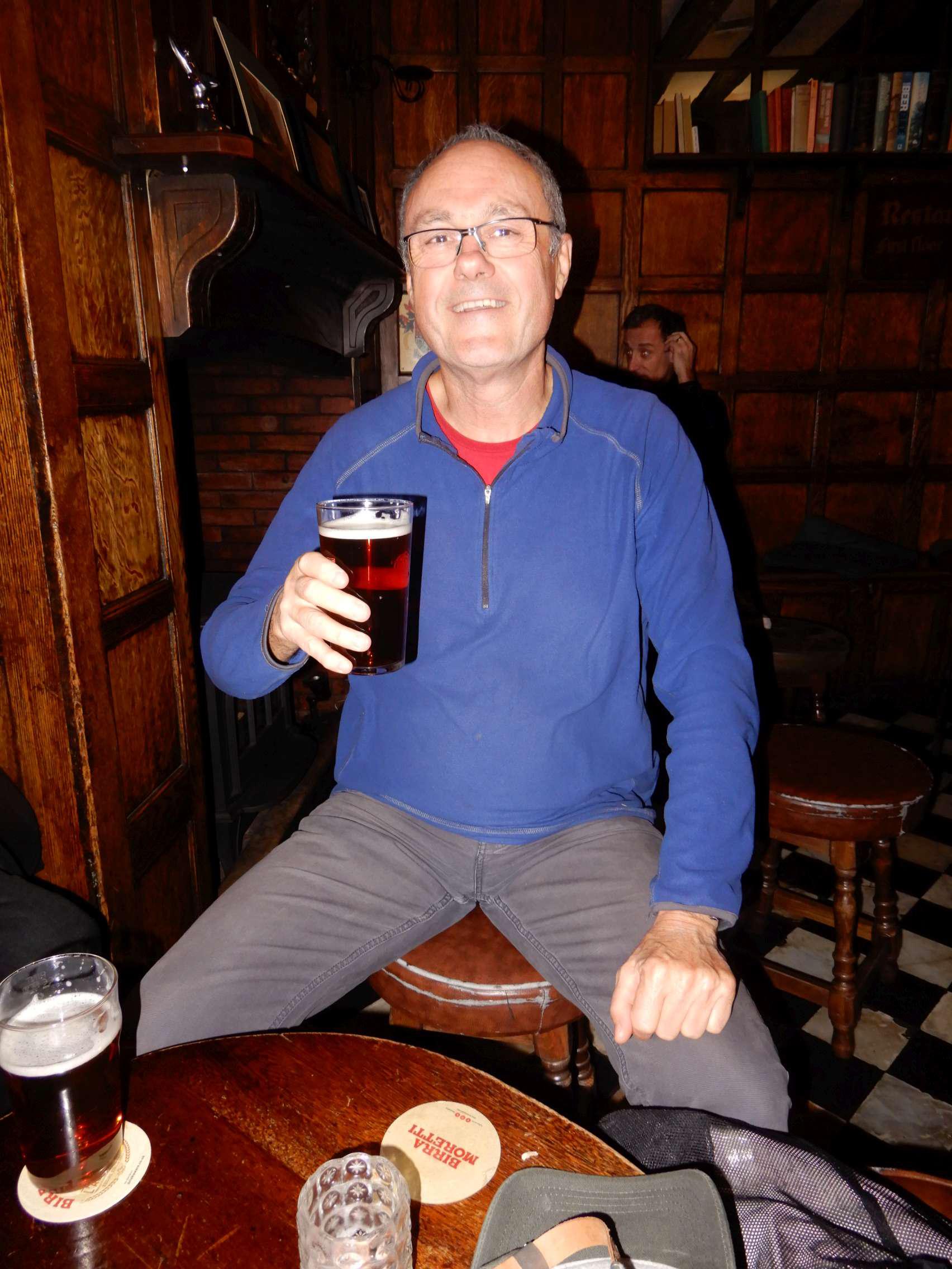 Roger, enjoying his pint